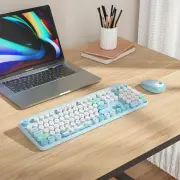 ANYMOB Bluetooth Keyboard And Mouse Combo Set Blue Full Size Compatible Soft Touch Keys Quiet Clicks