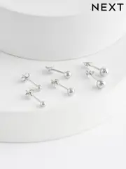 Sterling Silver Graduated Ball Stud Earrings 3 Pack (123374) | $34