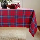 Solino Home Rectangle Linen Tablecloth Red for Dining Christmas Tartan Plaid