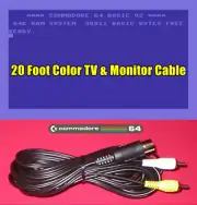 20Ft Color AV TV & Monitor Composite Cable for Commodore C116 16 Plus/4 Computer