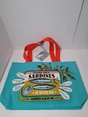 NEW Trader Joe's SARDINES Bag Reusable Shopping Grocery 100% Cotton NEW❗️