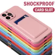 For iPhone 13 12 11 Pro Max XR XS 7 8 Case Shockproof Card Holder Silicone Cover