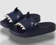 $23 Joules Boy's Kids Blue Shark Pool Slide Sandal Shoes Size 9
