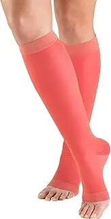 Truform Sheer Compression Stockings, 15-20 mmHg, Women's Knee High Length, Open Toe, 20 Denier..