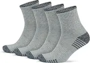 [GoWith] 4 Pairs Unisex Cotton Cushioned Crew Socks, Moisture-Wicking Lightweight Athletic Striped Golf Socks for Men & Women, Gray, Small, Model: 3502, Gray - 4 Pairs, Small