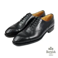 在飛比找momo購物網優惠-【Berwick】西班牙手工經典橫式雕孔牛津鞋 黑色(B55