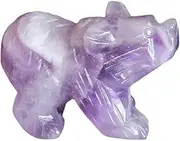 HLbshi Hand Carved Gemstone Crystal Bear Figurine Animal Statue Carving Office Home Decor 1.5'' (Purple Amethyst)