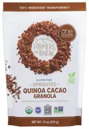 One Degree Organic Cacao Oat Quinoa Granola 11 Ounce Pack of 6