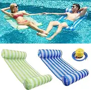RACPNEL Pool Float Inflatable Water Hammock for Adults 2-Pack, Multi-Purpose Portable Swimming Pool Lounge Chair Comfortable Floating Lounger Pool Raft Water Floaties