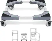 W B D WEIBIDA Adjustable Appliance Dolly Cart with 4 Locking Wheels Small Furniture Mover Mobile Base for Washing Machine, Dryer, Refrigerator and Mini Fridge Stand Moving Cart