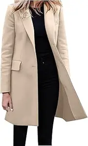 [Generic] Winter Jackets for Women Wool Less Lapel Loose Fitting Coat Waist Jacket Women