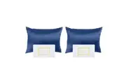 2PK Royal Comfort Pure Silk Pillowcase Single Pack Pillow Case 51x76cm Navy