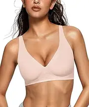[OEAK] Seamless Bra Women's Without Underwire Deep V-Neck Bra Seamless Push Up Padded Non-Wired Bustier Comfortable T-Shirt Bra Soft Sleep Bra