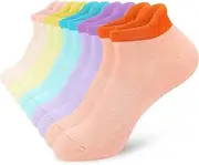 [srclo] Womens Trainer Socks 5 Pairs Cushioned Sports Socks for Women Breathable Cushion Black White Running Socks Ladies Colorful Casual Nonslip Ankle Athletic Socks.