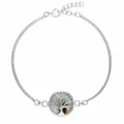 925 Silver Bracelet Shiva Eye Shell Tree of Life Herringbone - 81stgeneration