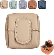 [Generic] Solid Color Mini Coin Purse, Casual Change Pouch for Daily Use, Genuine Leather Mini Pouch, Mini Coin Purse, Portable Multipurpose Organizer, Vintage Travel Wallet Change Pouch for Women (Apricot)