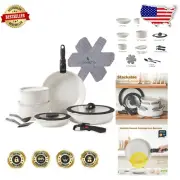 17-Piece Non-Toxic Cookware Set - Induction and Oven Safe, Space-Saving