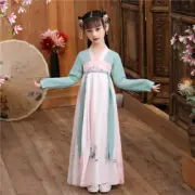 Kids Chinese Retro Princess Dress Tang Suit Embroidery Hanfu Qipao Stage Costume