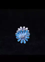 AUTHENTIC Pandora Blue Daisy Flower Charm 788775C02 NEW