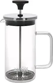 Glass Cafetiere 3 Cup 350ml - Manual Coffee Press with Stainless Steel Lid and Fine Mesh Filter - Strong Borosilicate Glass - Thermal Shock Resistant