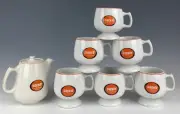 Sanka Coffee Pot & Coffee Cups Set Of 6 Excellent