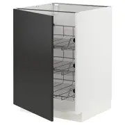 METOD base cabinet with wire baskets, white/Nickebo matt anthracite, 60x60x80 cm