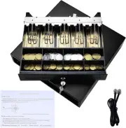 16" Cash Register Drawer,Pos Cash Drawer with Removable Coin Tray,2 Media Slots