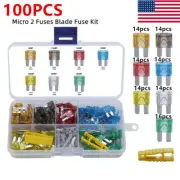 100Pcs ATR Micro2 Blade Fuses Assorted Kit Car Truck 5A 7.5A 10A 15A 20A 25A 30A