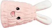 TOPPERFUN Rabbit Ear Absorbent Hair Drying Cap for Cute Cartoon Towel Wrap Hat for Quick Drying Comfortable Durable Design for Home Travel Daily Use