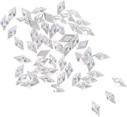 COMPUKAS 50pcs Rhinestone Nail Art Charms: Rhombic Crystal Flat Back Gems 3D Mini Kawaii Rhinestones for Women Girls Nail Art Supplies