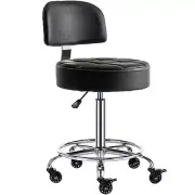 Lockable Stool with Back and Foot Rest Ergonomic Rolling Hydraulic Adjustable...
