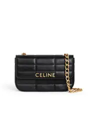 Celine Chain Shoulder Bag Matelasse Monochrome In Quilted Goatskin Black