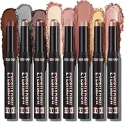 Joyeee Eyeshadow Stick, 8PCS Cream Eyeshadow Pencil Colorful Set, Matte and Shimmer Eye Shadow Stick, Waterproof & Long Lasting, Eye Make up for Women