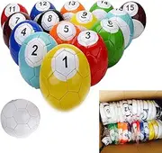 16pcs Leather Football Pool Kick Billiards Set, Inflatable Billiards Soccer Football Snooker Balls Table Games, Adult Sports Recreation Game for Backyard Rooms Outdoor Indoor Game Entertainment 18cm