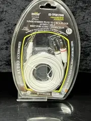 3.5mm Stereo to 2 RCA Plugs Audio CABLE 12FT White