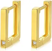 S925 Sterling Silver Square Earrings for Women's Simple and Fashionable Zircon Earrings, Metal, Zircon No Gemstone