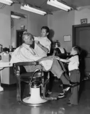 American Actor Jeff Chandler Chatting To Child Actor Tim Hovey Whilst Old Photo