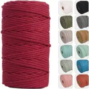 Macrame Cord Cotton Rope for Wall Hanging, Plant Hangers, 4mm 109yards Red