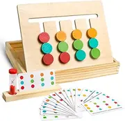 kizh Preschool Learning Toys Slide Puzzle Color & Shape Matching Brain Teasers Logic Game Montessori Educational Wooden Toys with Hourglass for Age 3 4 Years Old Toddlers Kids Child
