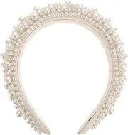 Unique Women Pearl Hairbands Baroque Sponge Headbands for Bridal, Wedding, Party, and Daily Wear, Comfortable and Stretchable White Headdress