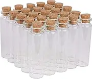 MaxMau 20ml Small Glass Bottles,Tiny Glass Vials,Jars with Cork Stoppers,Message Bottles,Wishing Bottle for Wedding Favors, Baby Shower Favors, DIY Art Craft Storage,24pcs