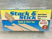 New Stack & Stick Solid Wood Building Blocks Toy Set 30 pc. Gable & Roof Top Set