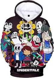 [Weixu] Unisex Anime Hoodies Sweatshirt Undertale Cosplay Costume Outerwear Pullovers Sweater Casual 3D Hooded Tops