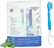 5 in 1 Mini Toothbrush & Floss & Tongue Scraper & Toothpick Set, 26 pcs 5 in 1 Toothbrush & Floss, Portable Oral Care for Travel Work, Disposable Toothbrushes, with Toothpaste (Mint)