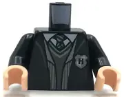 Lego New Black Minifigure Torso Jacket Letter H Patch Dark Bluish Gray V-Neck