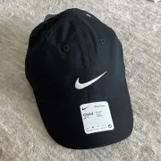 Nike Childs 4-7 Club Cap Adjustable Hat Black White Embroidered Swoosh NWT