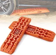 VEVOR 10 TON Traction Boards with PP Material, Recovery Boards for Off-Road Vehicles/Cars/Pickups/SUVs/RVs, Pair Tire Traction Mats on Snow, Sand, Mud and Loose Terrain, Storage Bag, Long, Orange
