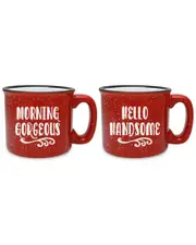 Susquehanna Glass Set of 2 Morning Gorgeous & Hello Handsome Camp Mugs