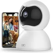 Bizv 2K Indoor Security Camera with Phone App, 2.4GHZ WiFi,Pet Camera & Baby Monitor, Pan/Tilt, Motion & Sound Detection, Night Vision,Two-Way Audio (Baby Video Monitor)