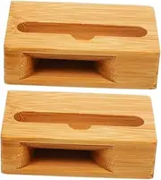 ibasenice 2pcs Bamboo Sound Amplifier Phone Dock Speaker Holder for Desktop Use Handsfree Convenience Durable Material